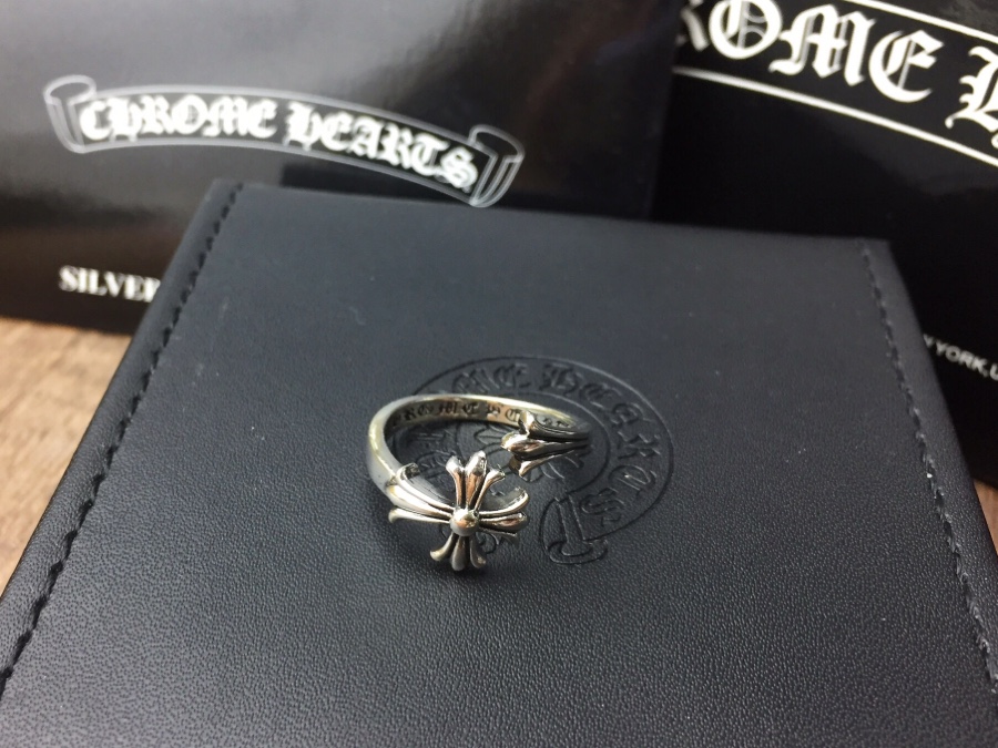 原單Chrome Hearts克羅心飾品 錯位開口十字花十字架戒指 925
