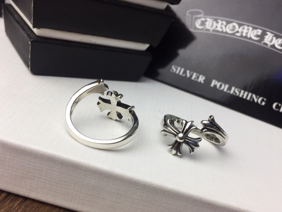 原單Chrome Hearts克羅心飾品 錯位開口十字花十字架戒指 925