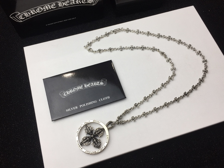 原單Chrome Hearts克羅心飾品 金剛杵吊墜+Tiny E十字架百搭滑動項鍊