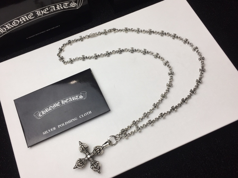高仿Chrome Hearts克羅心 十字金剛杵吊墜+Tiny E十字架百搭滑動項鍊