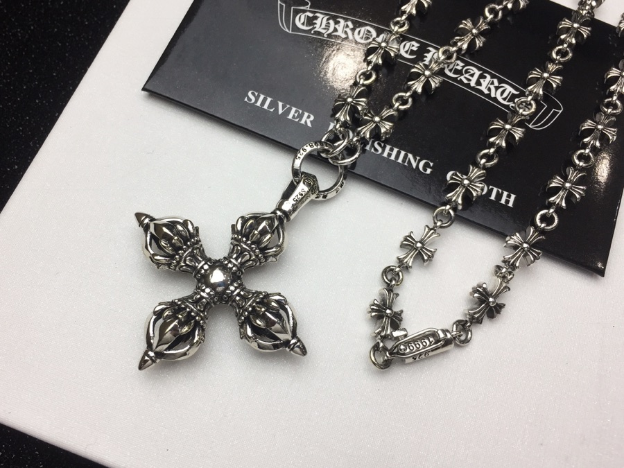 高仿Chrome Hearts克羅心 十字金剛杵吊墜+Tiny E十字架百搭滑動項鍊