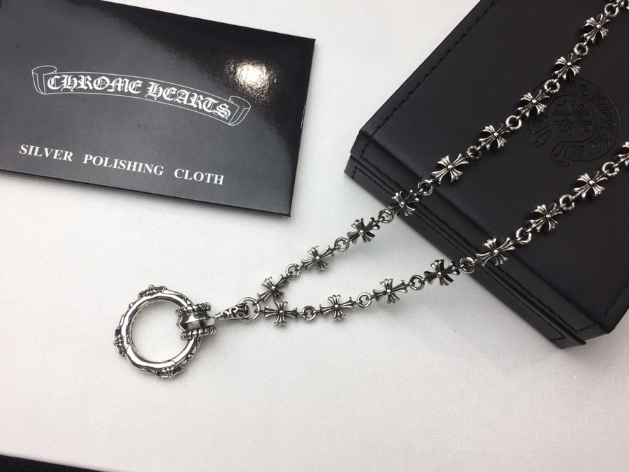 一比一高仿Chrome Hearts克羅心 十字花鏈條+十字雕花圓環吊墜