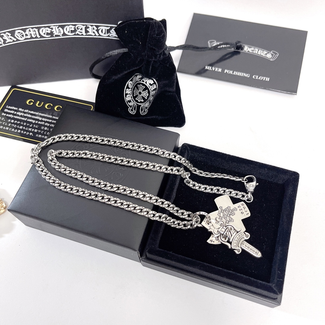 專櫃複刻Chrome Hearts克羅心飾品 大十字架寶劍/匕首吊墜項鍊
