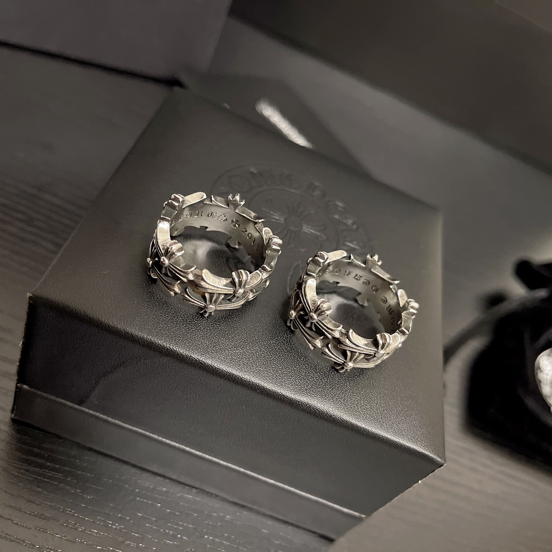 超A貨複刻Chrome Hearts克羅心飾品 方形墳墓/葬墓雙十字架戒指