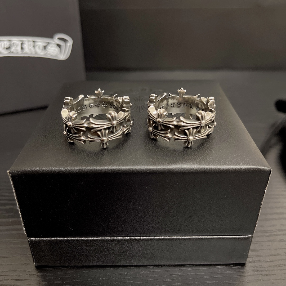 超A貨複刻Chrome Hearts克羅心飾品 方形墳墓/葬墓雙十字架戒指