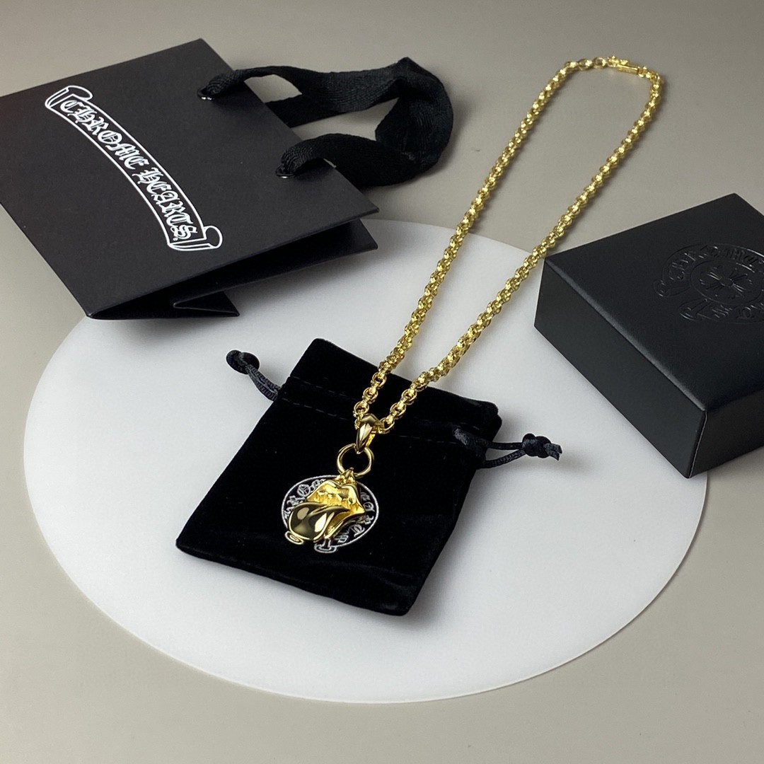 複刻Chrome Hearts克羅心飾品 滾石大舌頭吊墜Paper Chain項鍊