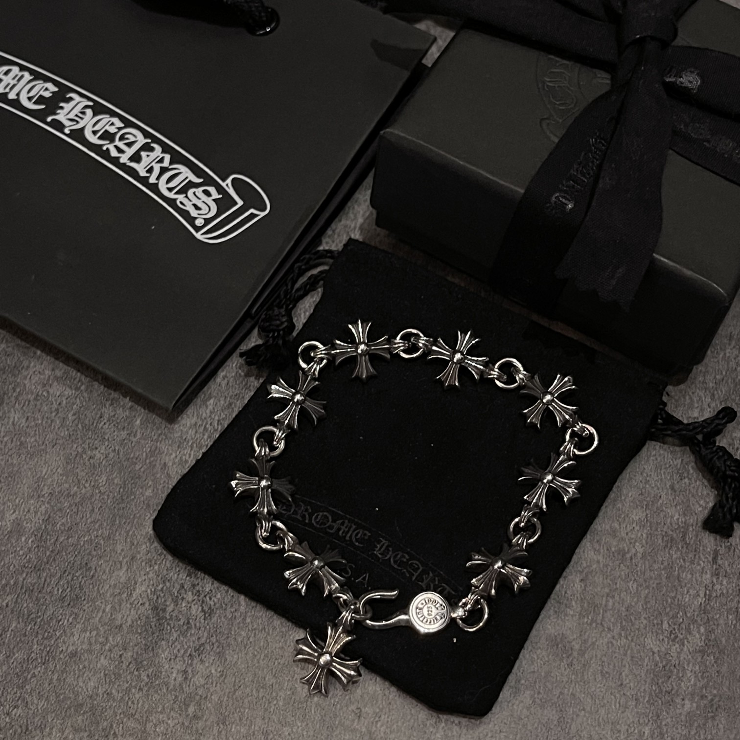 一比一原單Chrome Hearts克羅心飾品 九節全十字架花手鍊