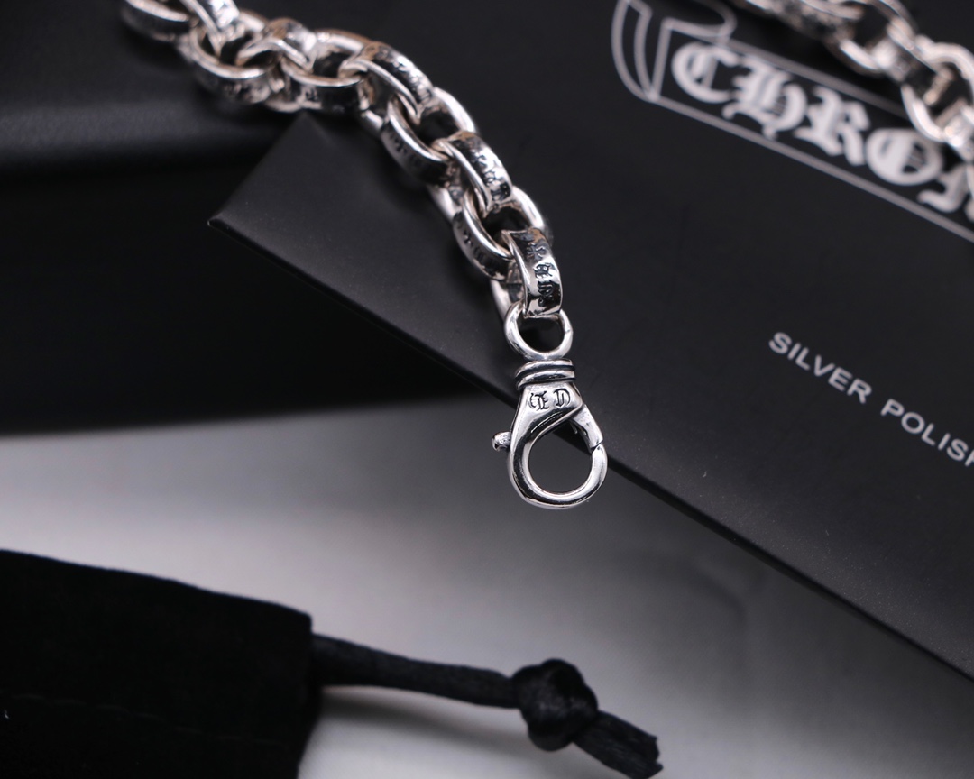 1比1高仿Chrome Hearts克羅心飾品 字母PAPERCHAIN龍蝦扣粗手鍊