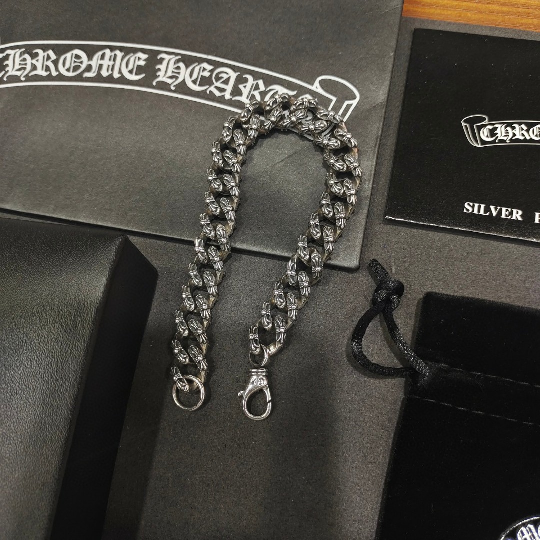 原單Chrome Hearts克羅心飾品 龍蝦扣全十字花加粗厚重手鍊