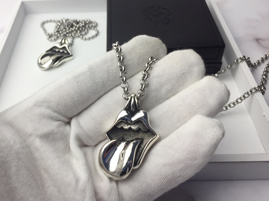 一比一複刻Chrome Hearts克羅心飾品 大號滾石舌頭吊墜項鍊