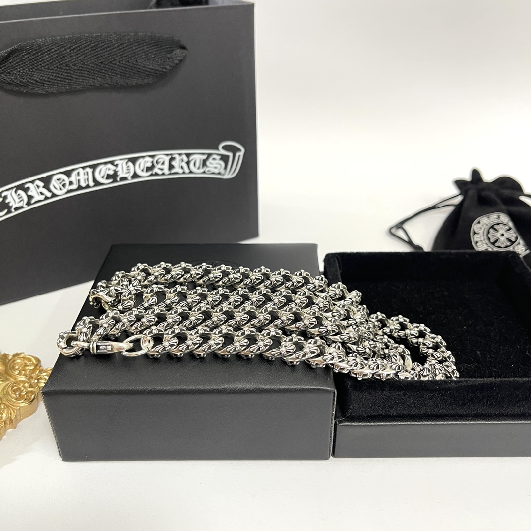 高仿Chrome Hearts克羅心飾品 十字花加粗厚重龍蝦扣項鍊