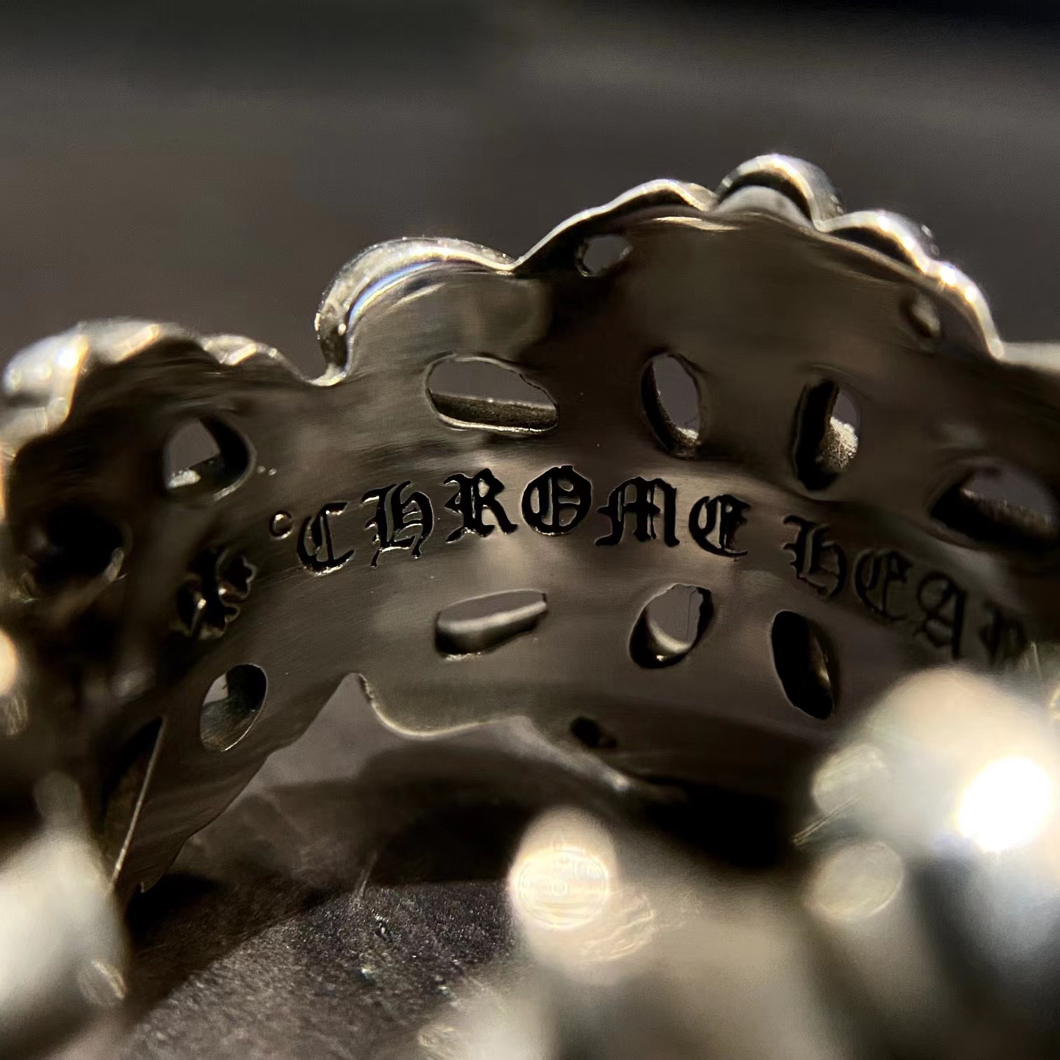 専櫃複刻Chrome Hearts克羅心飾品 雙十字花Floral開口戒指