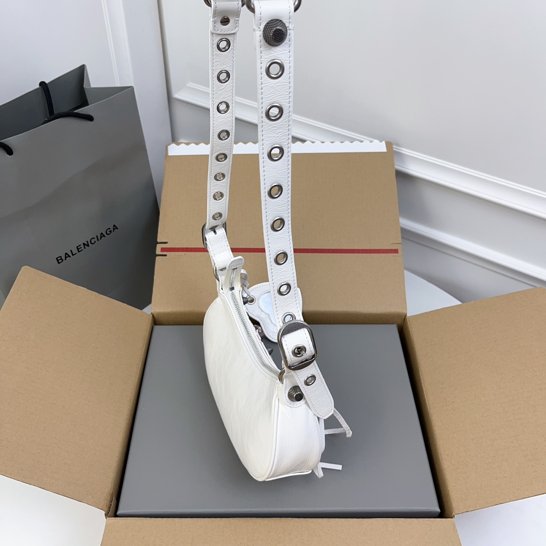 高仿balenciaga巴黎世家包包 LE CAGOLE DIY METAL加小號肩揹包 白色
