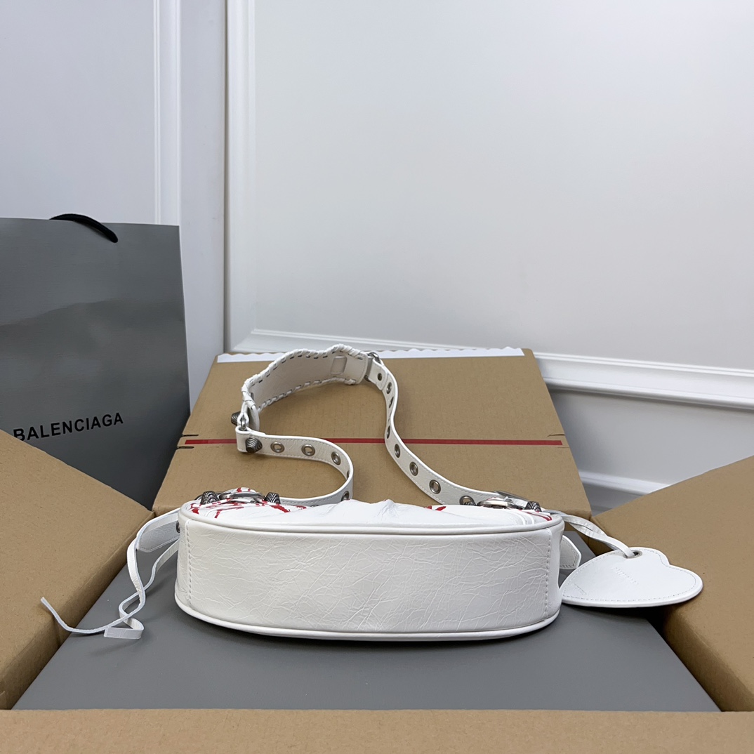 高仿balenciaga巴黎世家包包 LE CAGOLE DIY METAL加小號肩揹包 白色