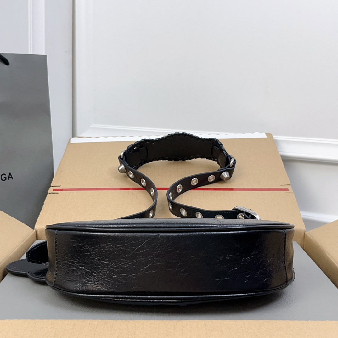 高仿balenciaga巴黎世家包包 LE CAGOLE DIY METAL加小號肩揹包 黑