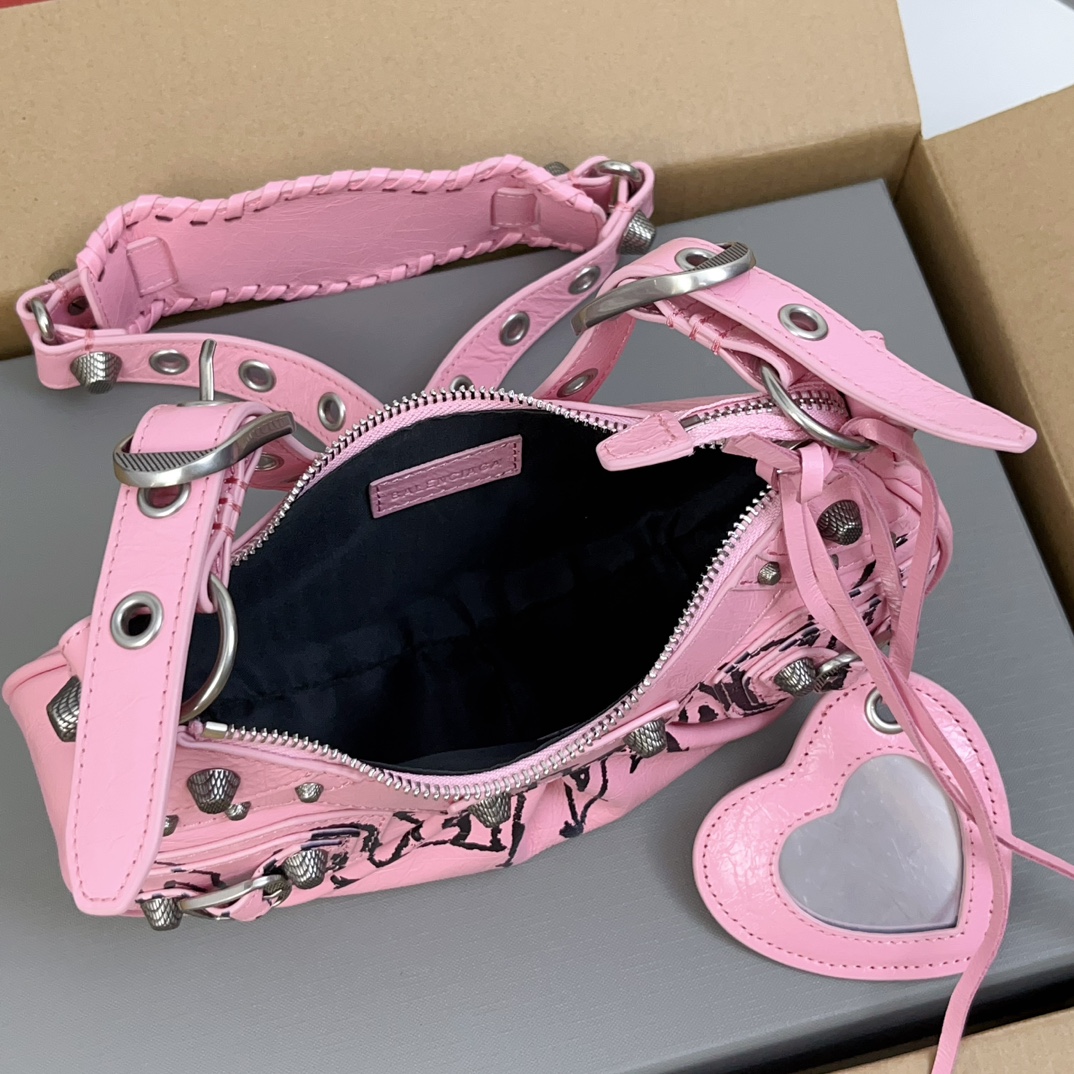 高仿balenciaga巴黎世家包包 LE CAGOLE DIY METAL加小號肩揹包 粉