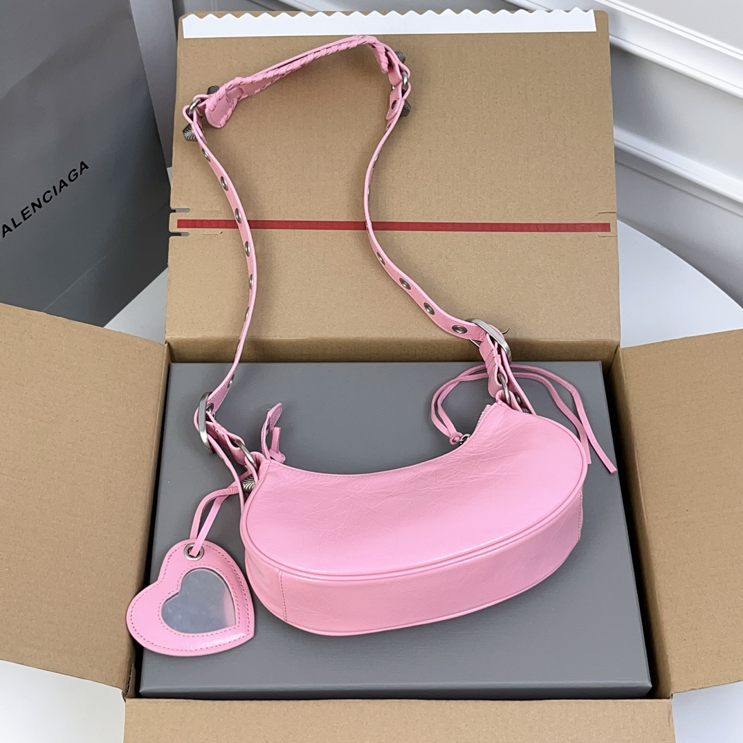 高仿balenciaga巴黎世家包包 LE CAGOLE DIY METAL加小號肩揹包 粉