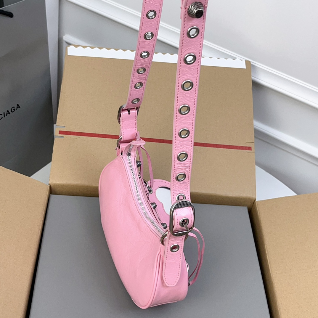 高仿balenciaga巴黎世家包包 LE CAGOLE DIY METAL加小號肩揹包 粉