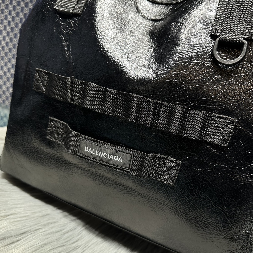 原單複刻balenciaga巴黎世家 Army中號黑色細紋牛皮革托特包