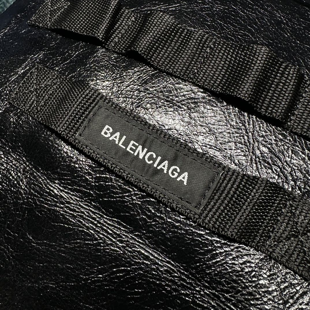 原單複刻balenciaga巴黎世家 Army中號黑色細紋牛皮革托特包