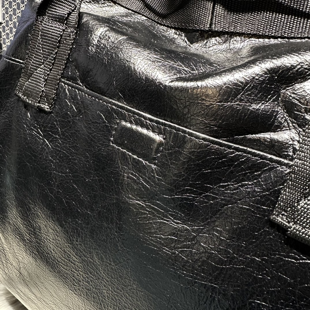 原單複刻balenciaga巴黎世家 Army中號黑色細紋牛皮革托特包