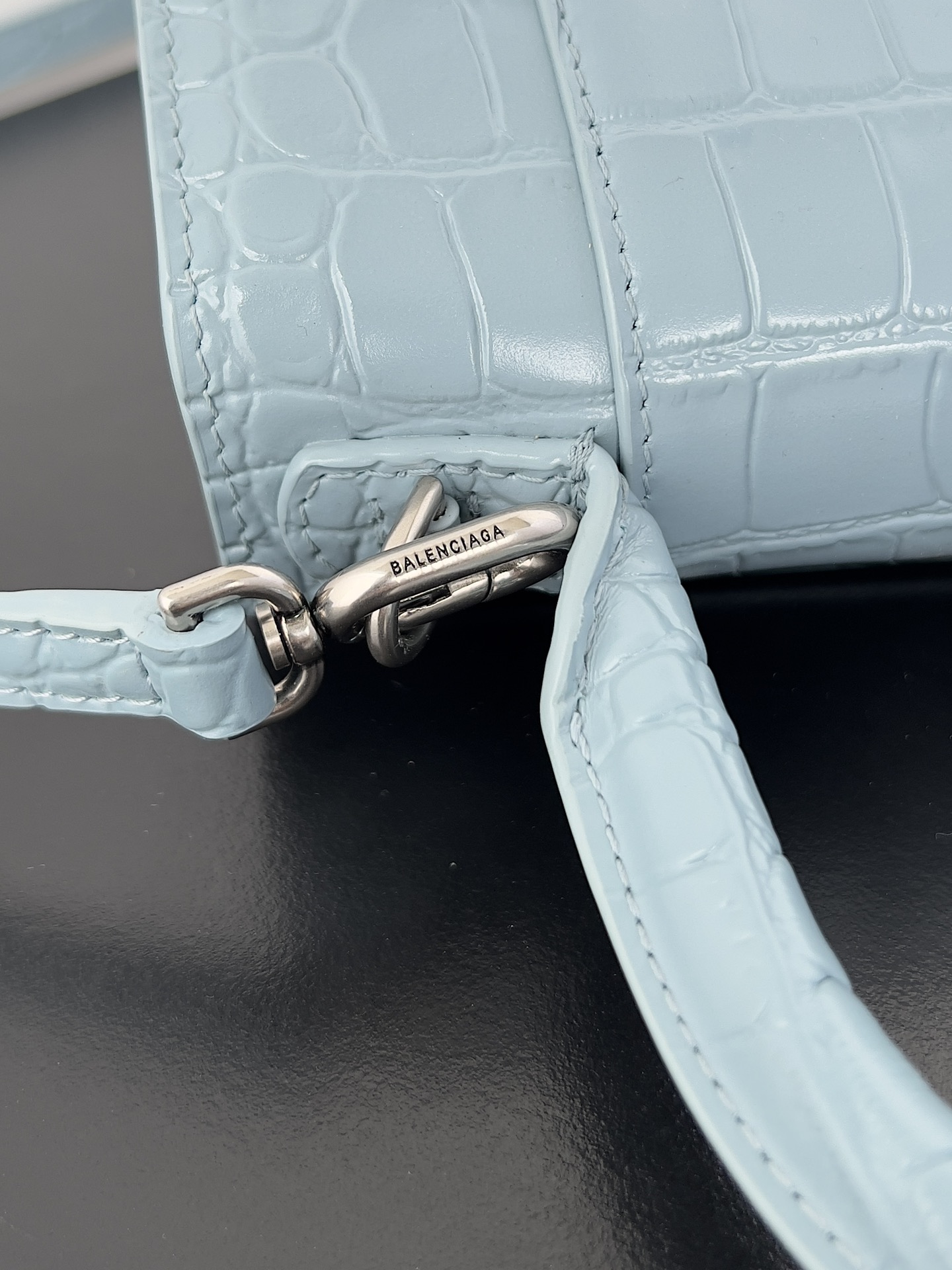 原單複刻balenciaga巴黎世家 HOURGLASS 加小號鱷魚紋壓紋手提包