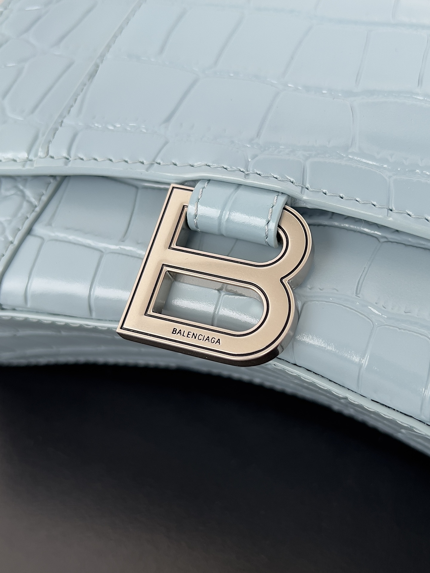 原單複刻balenciaga巴黎世家 HOURGLASS 加小號鱷魚紋壓紋手提包