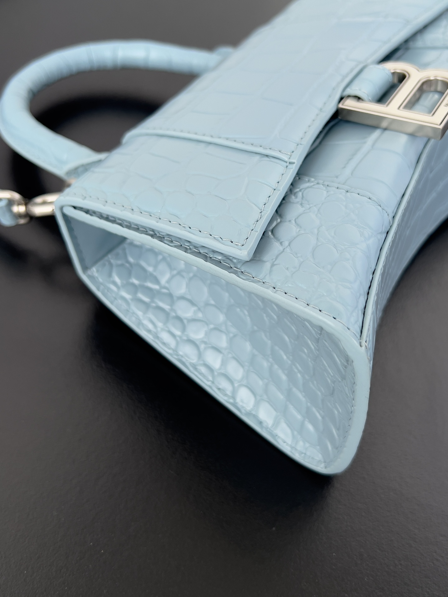 原單複刻balenciaga巴黎世家 HOURGLASS 加小號鱷魚紋壓紋手提包