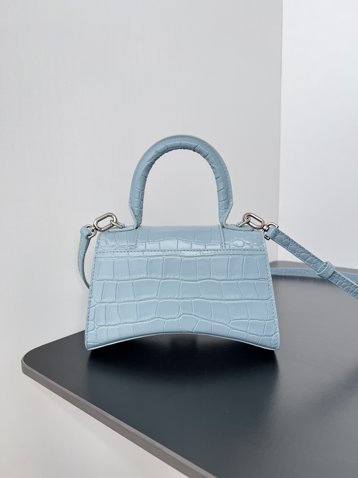 原單複刻balenciaga巴黎世家 HOURGLASS 加小號鱷魚紋壓紋手提包