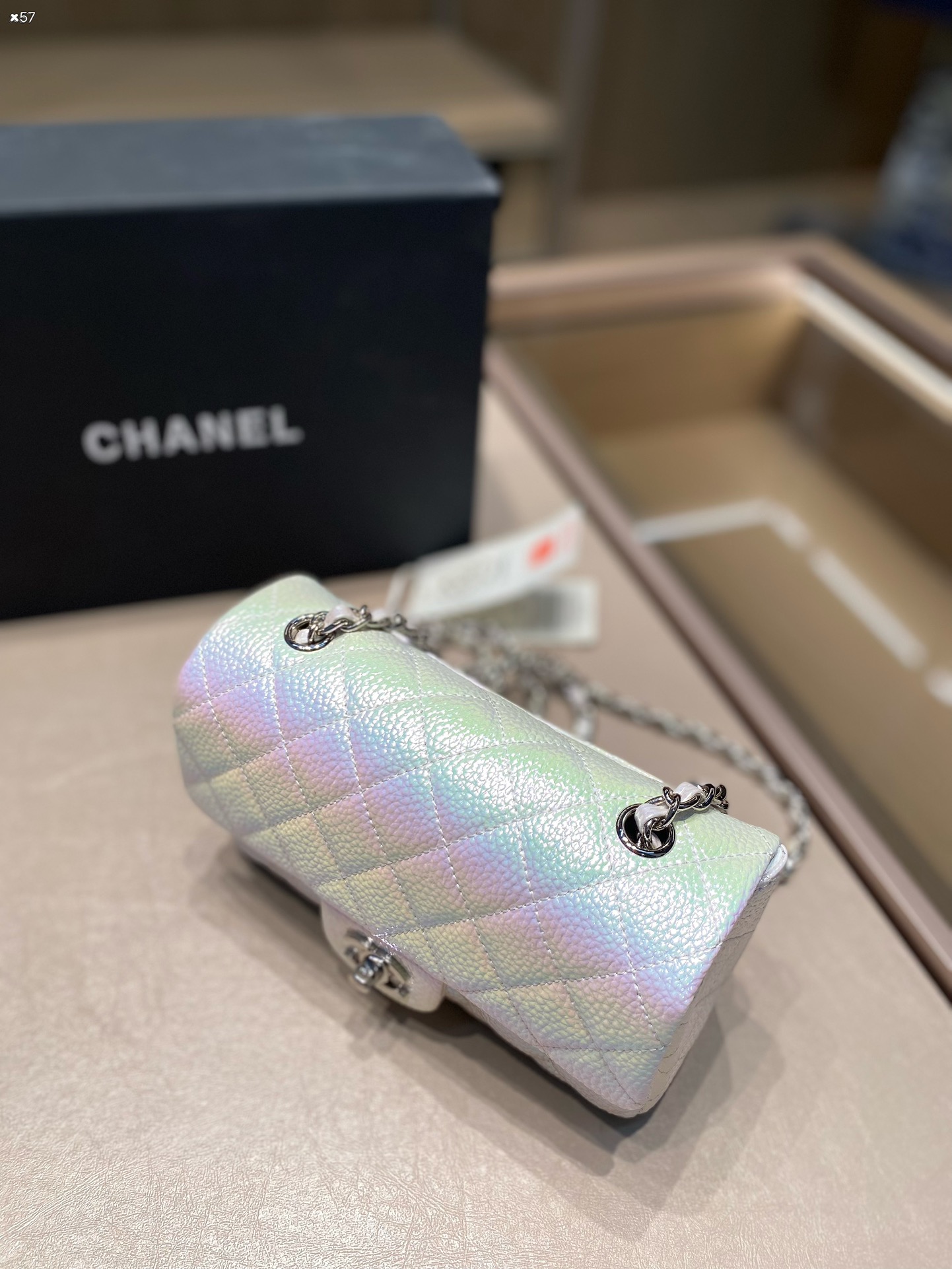 經典設計 漸變色 真皮方胖子CHANEL包包 小香加包包