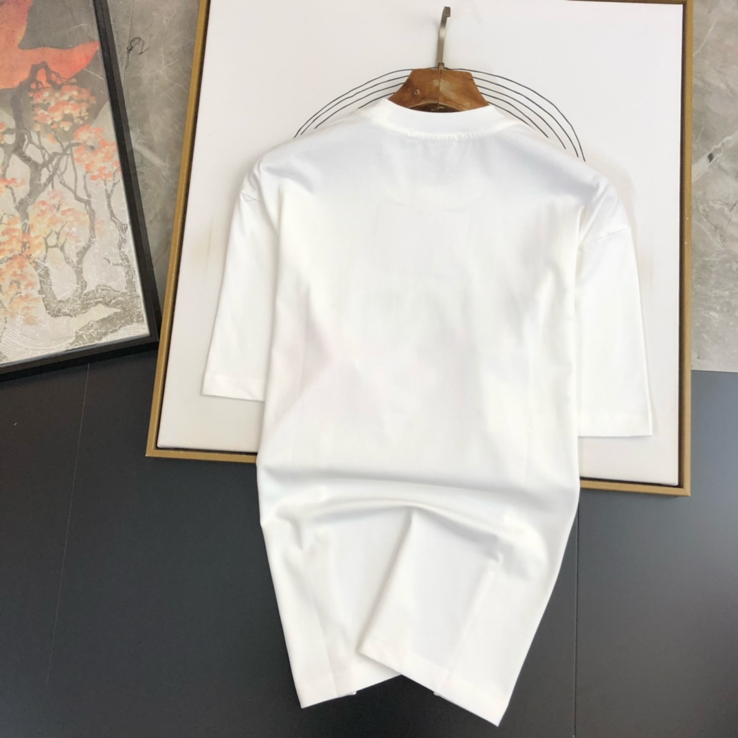 DIOR迪奧高仿衣服夏季印花短袖圓領T恤男女同款 白色
