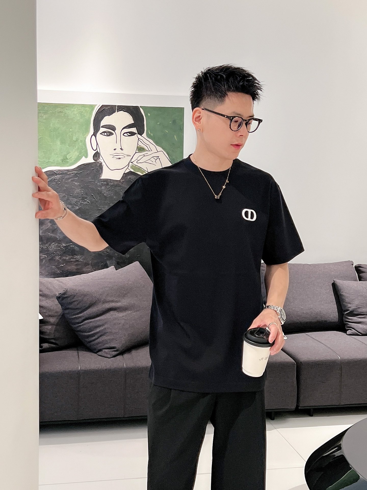 DIOR高端潮牌專櫃同步男裝圓領短袖T恤 高仿