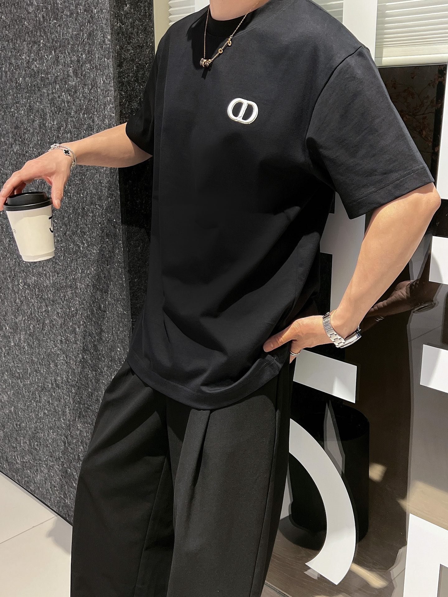 DIOR高端潮牌專櫃同步男裝圓領短袖T恤 高仿