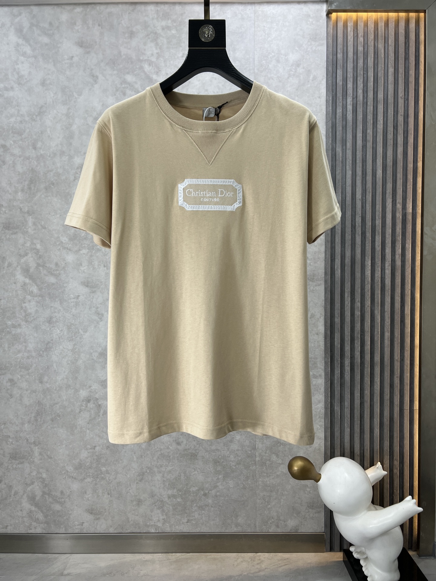 DIOR2024春季新品CD胸前銀標高仿圓領短袖T恤 男女同款