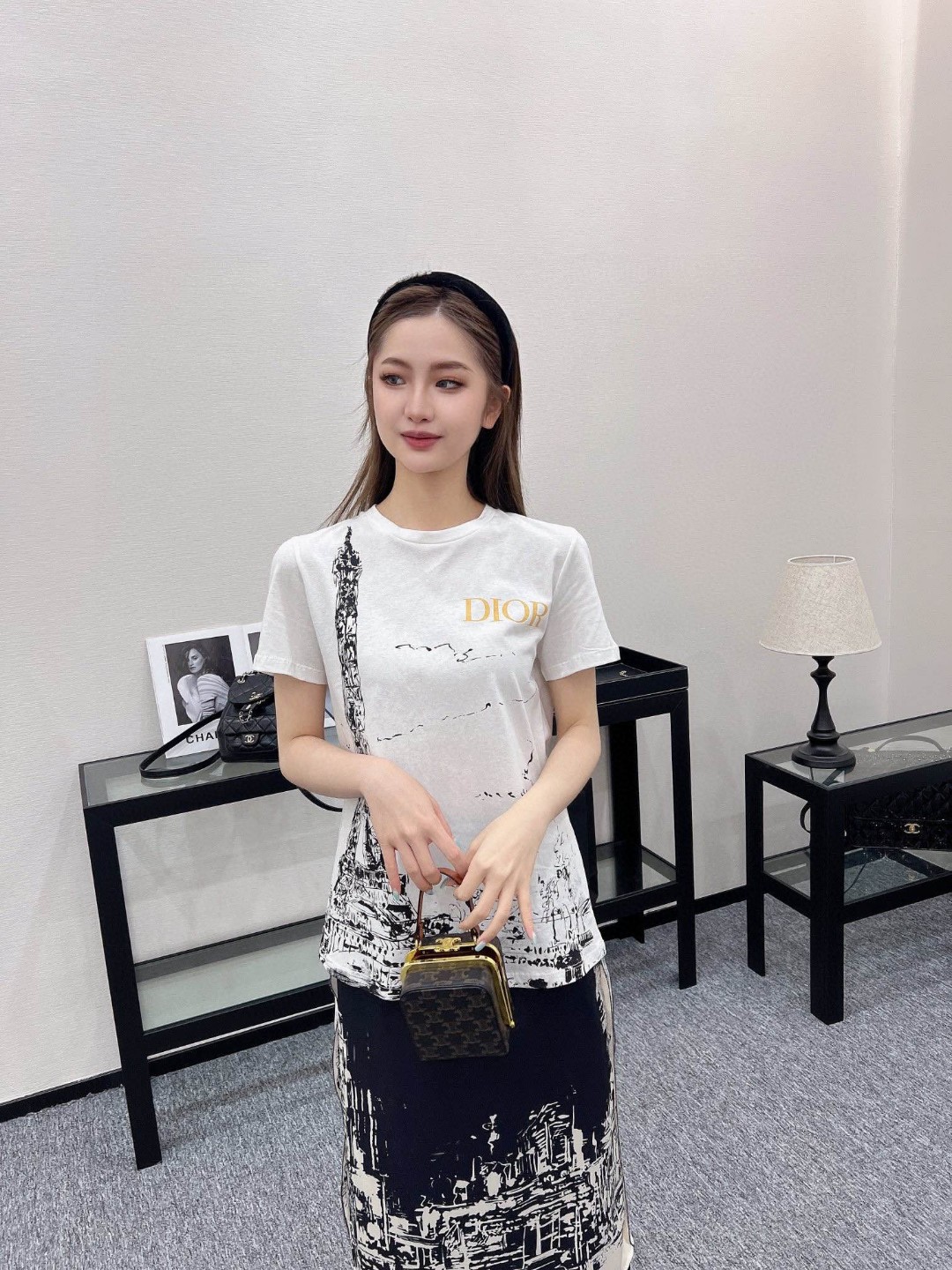 2024新品爆款現貨 高仿DIOR印花短袖圓領純棉T恤女款