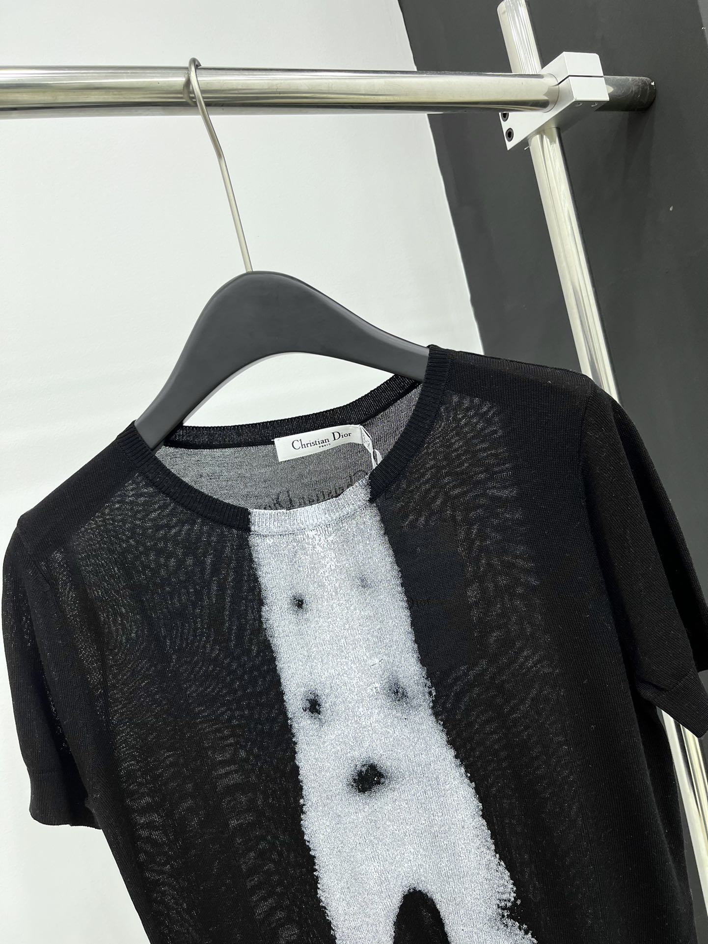 DIOR新品高仿圓領條紋短袖針織T恤 女裝衣服