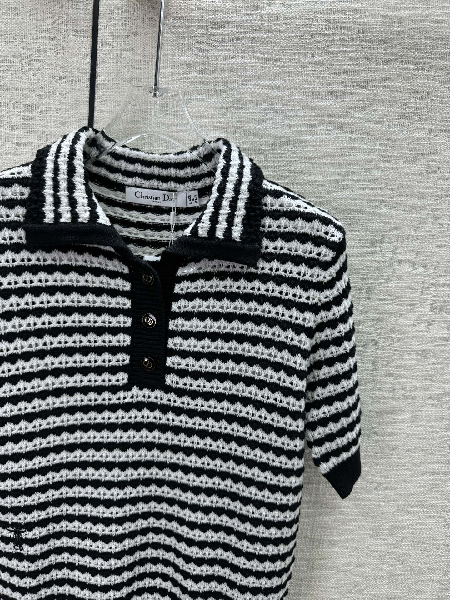撞色領口高品質DIOR精品原單A貨條紋T恤