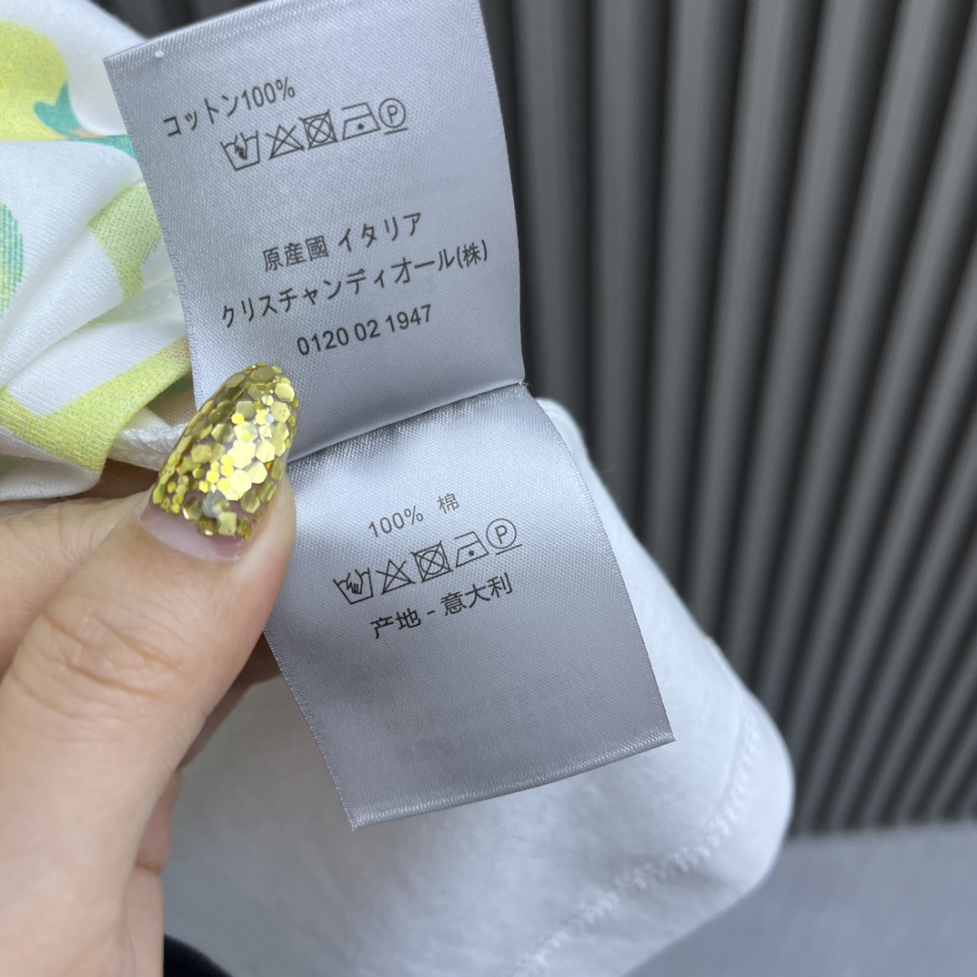 YB絲光棉材質DIOR高仿迪奧圓領印花女款T恤