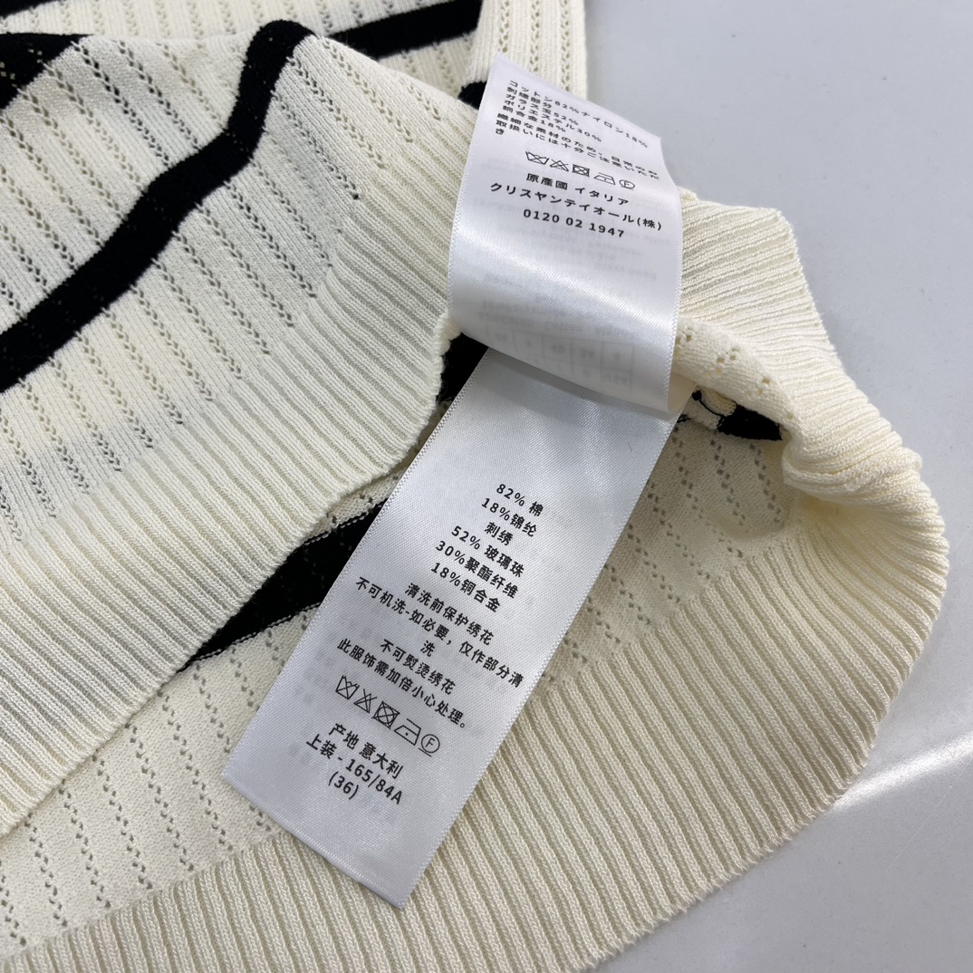 DIOR新品高仿女款衣服條紋針織T恤