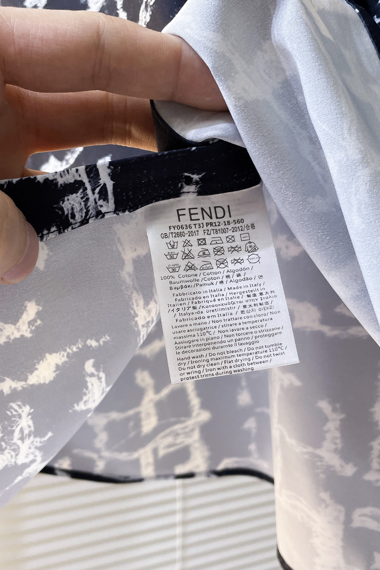 Fendi一比一亞麻面料長袖襯衣男裝印花襯衫潮流款