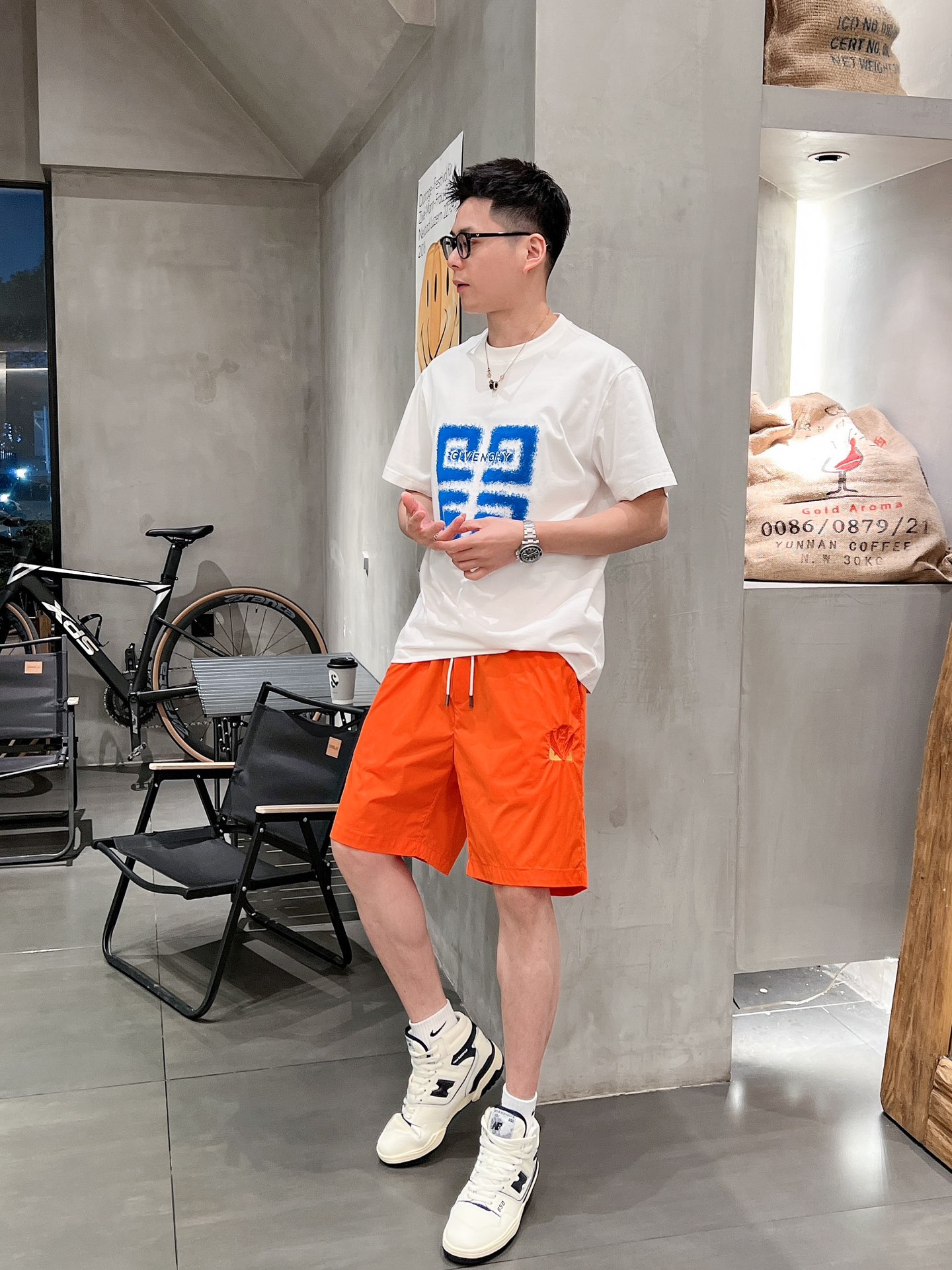 Fendi芬迪高仿男女同款褲子休閒五分褲 橙色