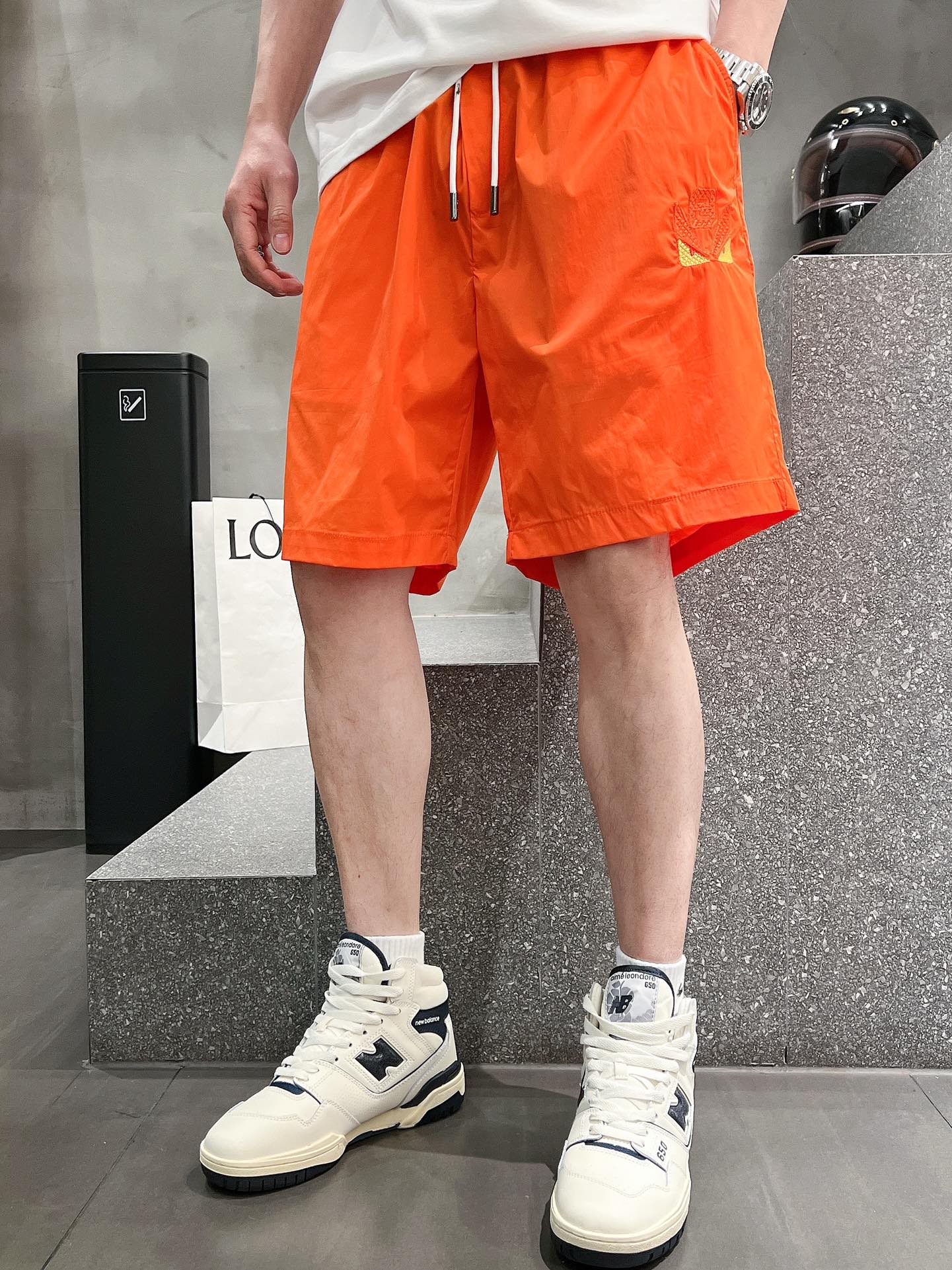 Fendi芬迪高仿男女同款褲子休閒五分褲 橙色