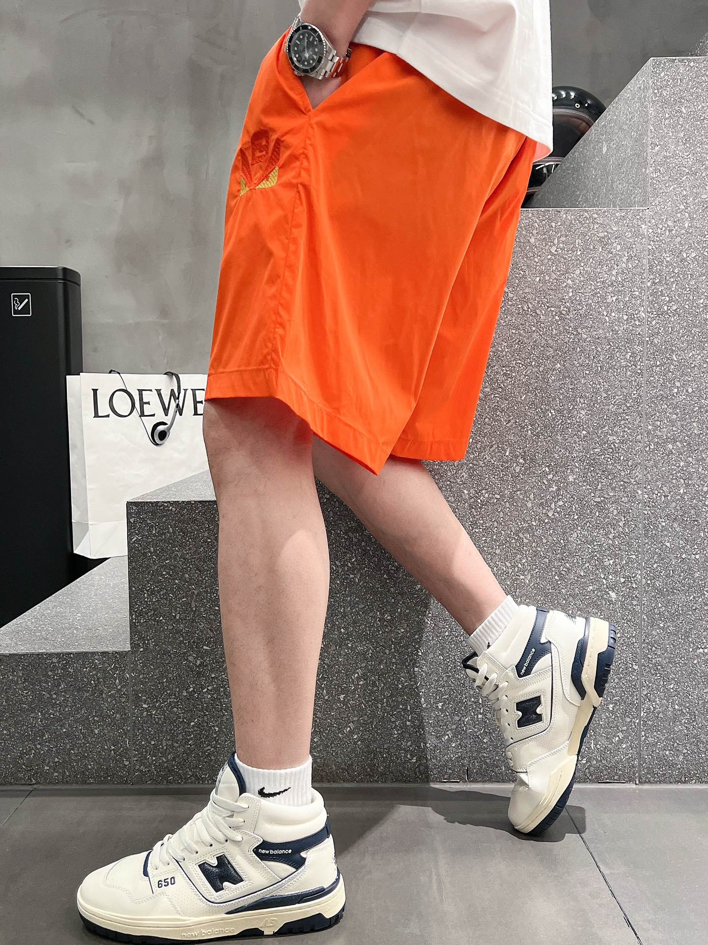 Fendi芬迪高仿男女同款褲子休閒五分褲 橙色
