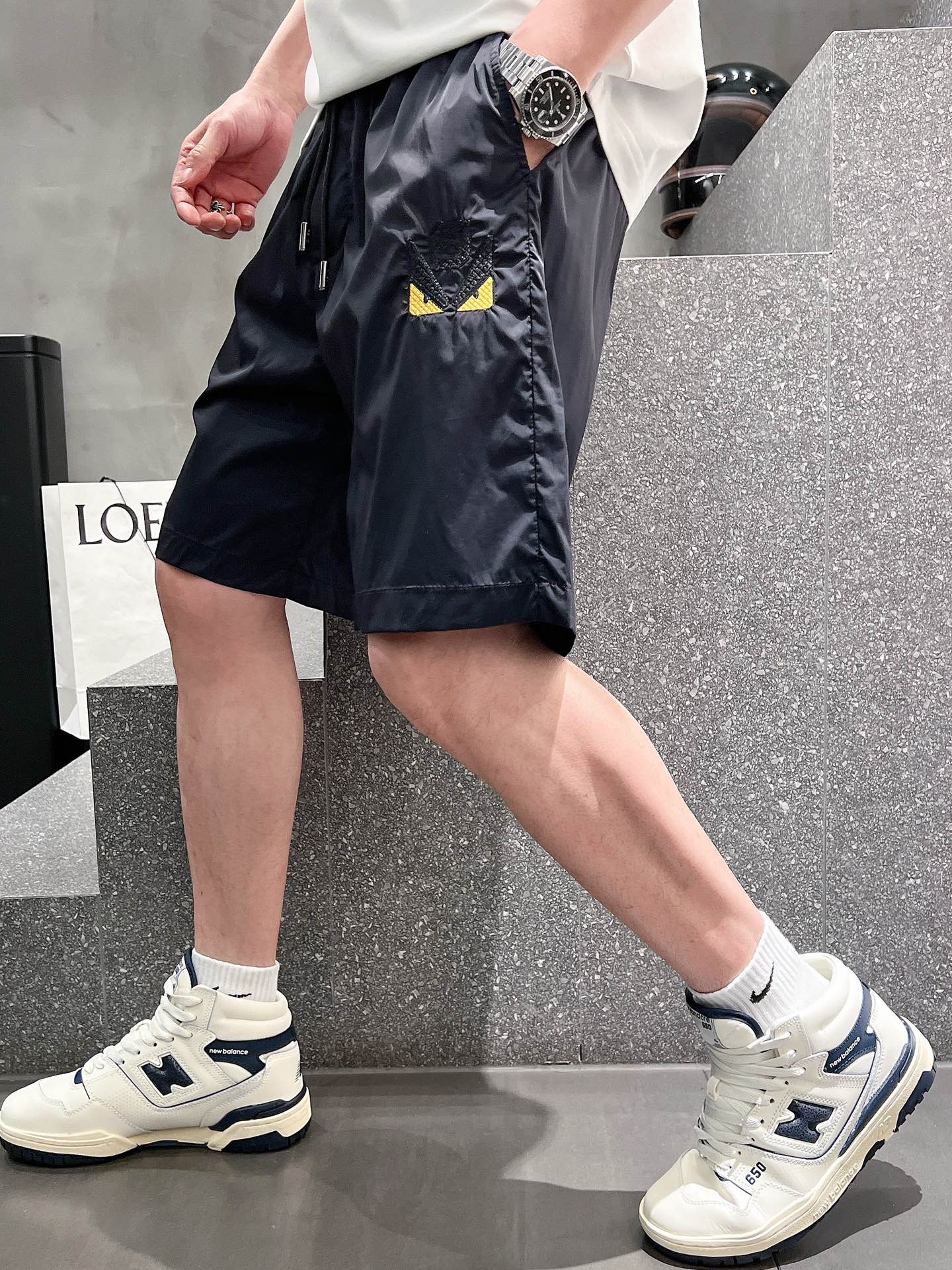 專櫃同步 男女同款 高仿芬迪Fendi五分休閒褲 短褲 男裝