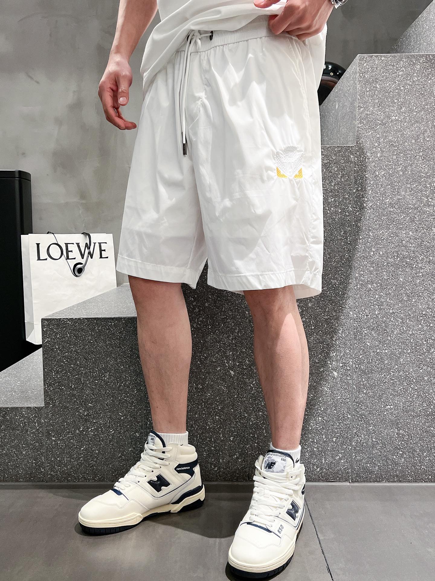 頂級原單Fendi芬迪男裝休閒五分褲短褲男裝 白色褲子