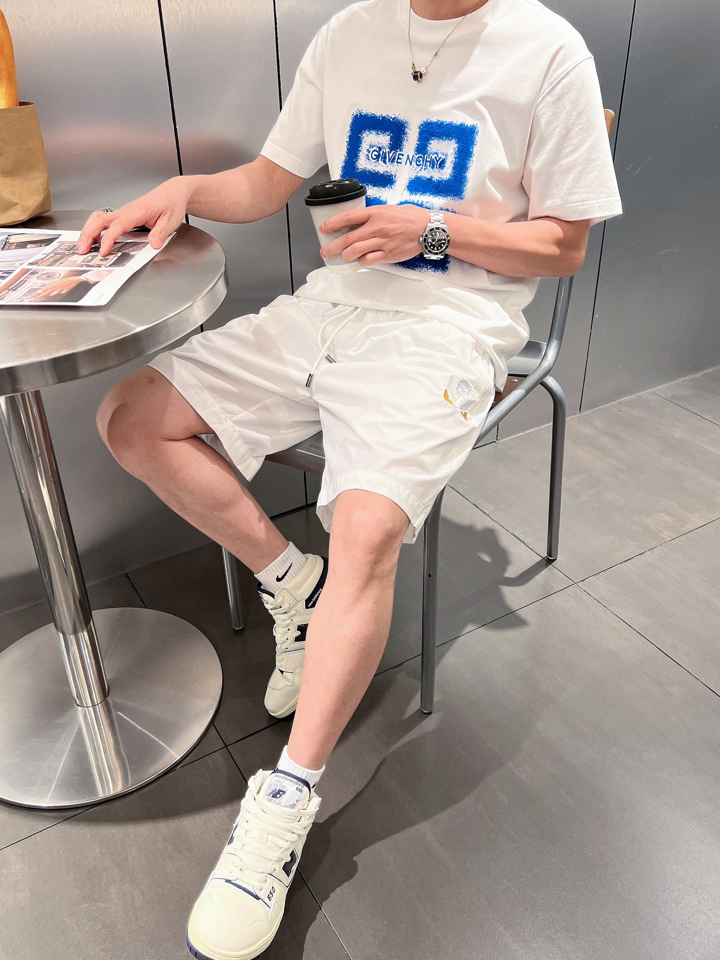 頂級原單Fendi芬迪男裝休閒五分褲短褲男裝 白色褲子