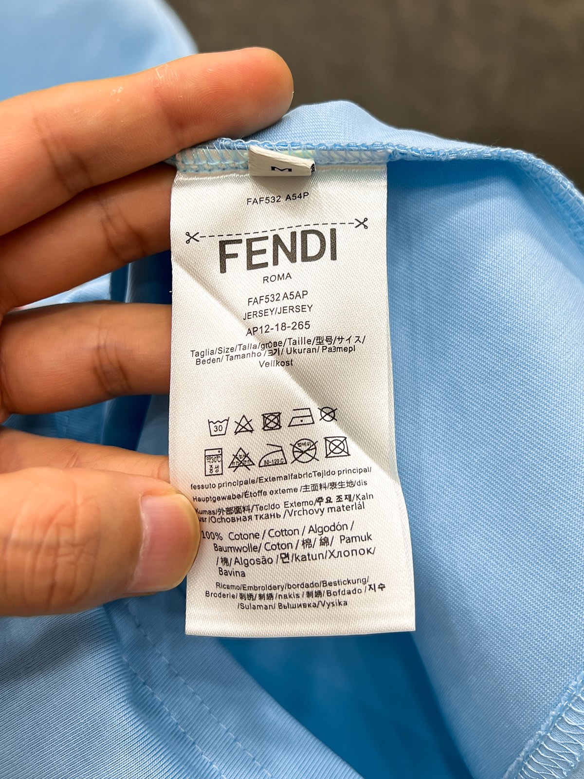 原單高仿春夏新品Fendi純棉短袖圓領T恤