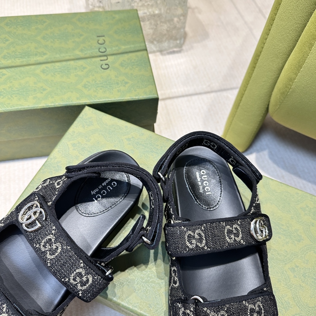 Gucci高仿沙灘鞋 真皮涼鞋 男女同款 情侶款