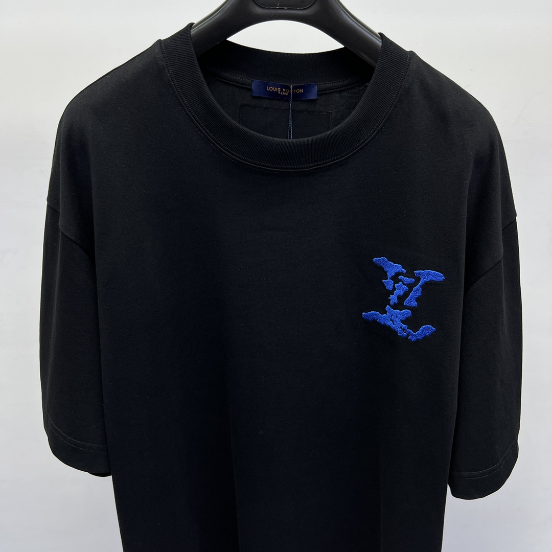 藍色雲朵頂級高仿LV精品衣服 官網同步短袖純棉T恤