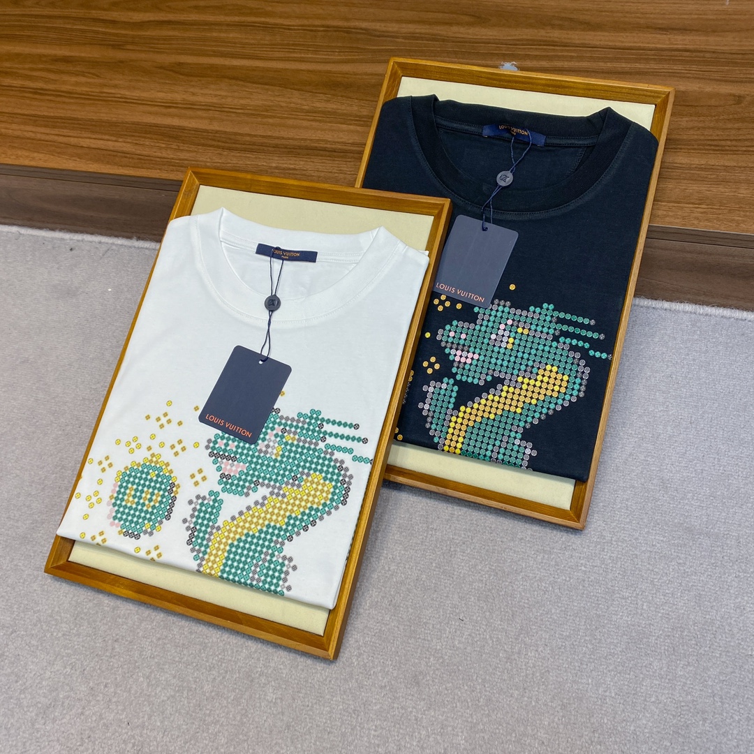 頂級奢侈品服裝歐美大牌高仿LV春夏新品純棉圓領短袖T恤